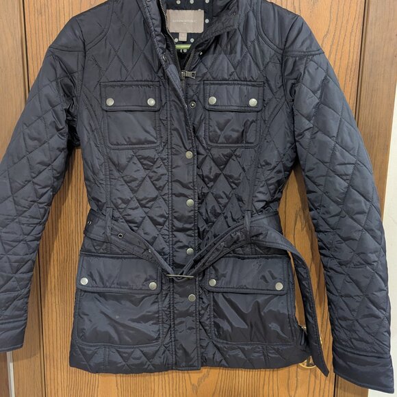 Banana Republic Factory Quilted Coat-Navy Blue Size Small - Picture 2 of 6